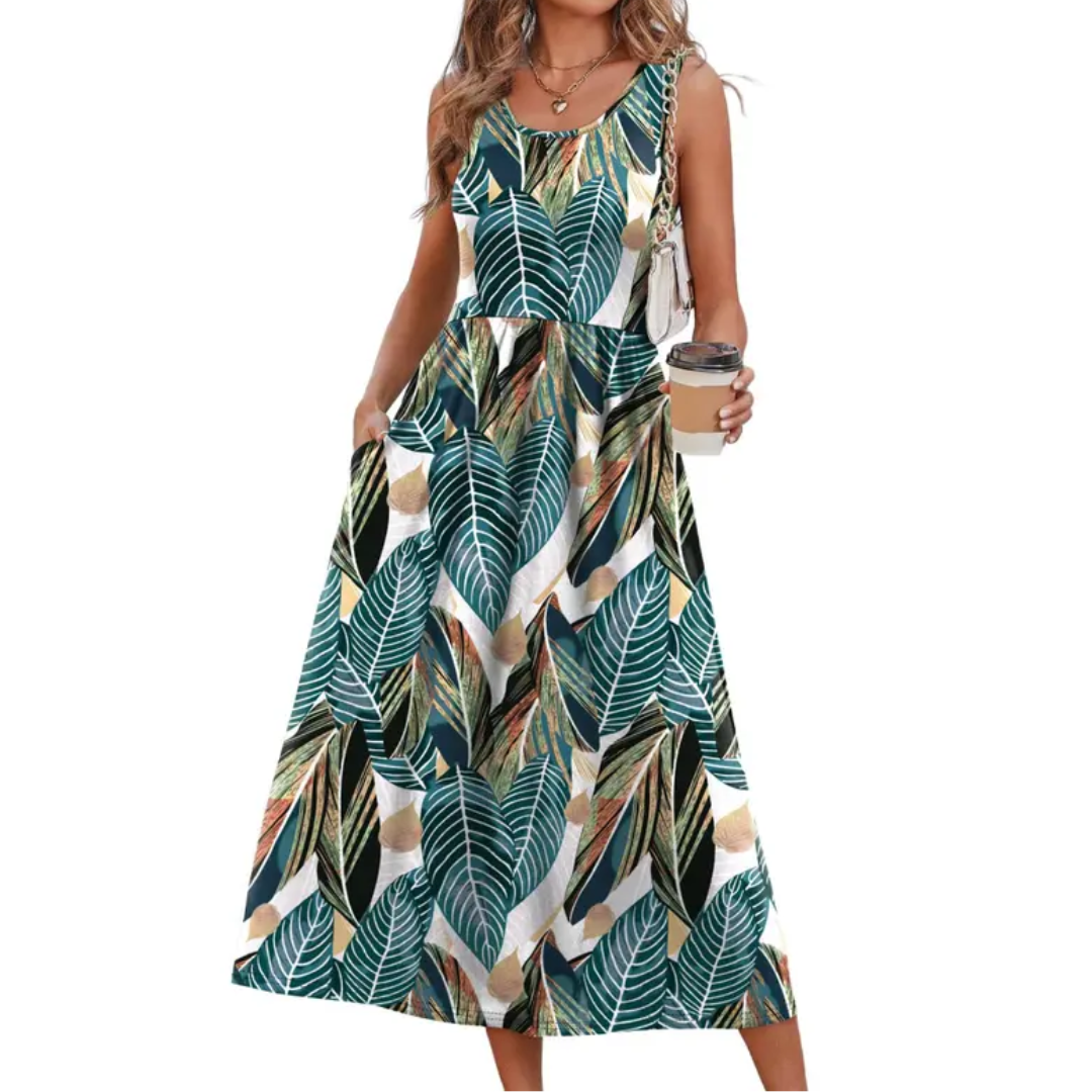 Seraphina | Boho Halter Flowy Midi Dress