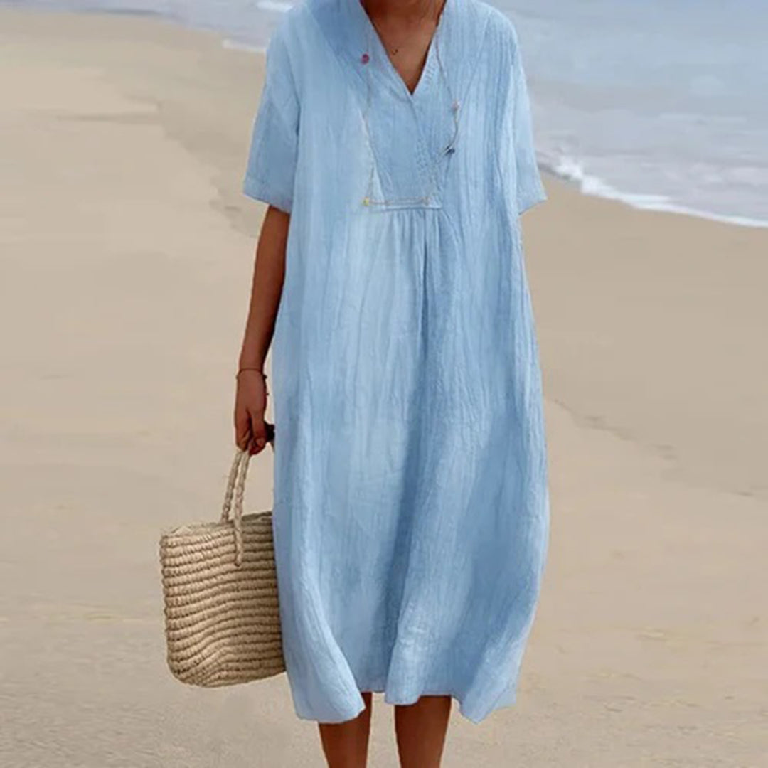 Celeste | Relaxed V-Neck Midi Dress