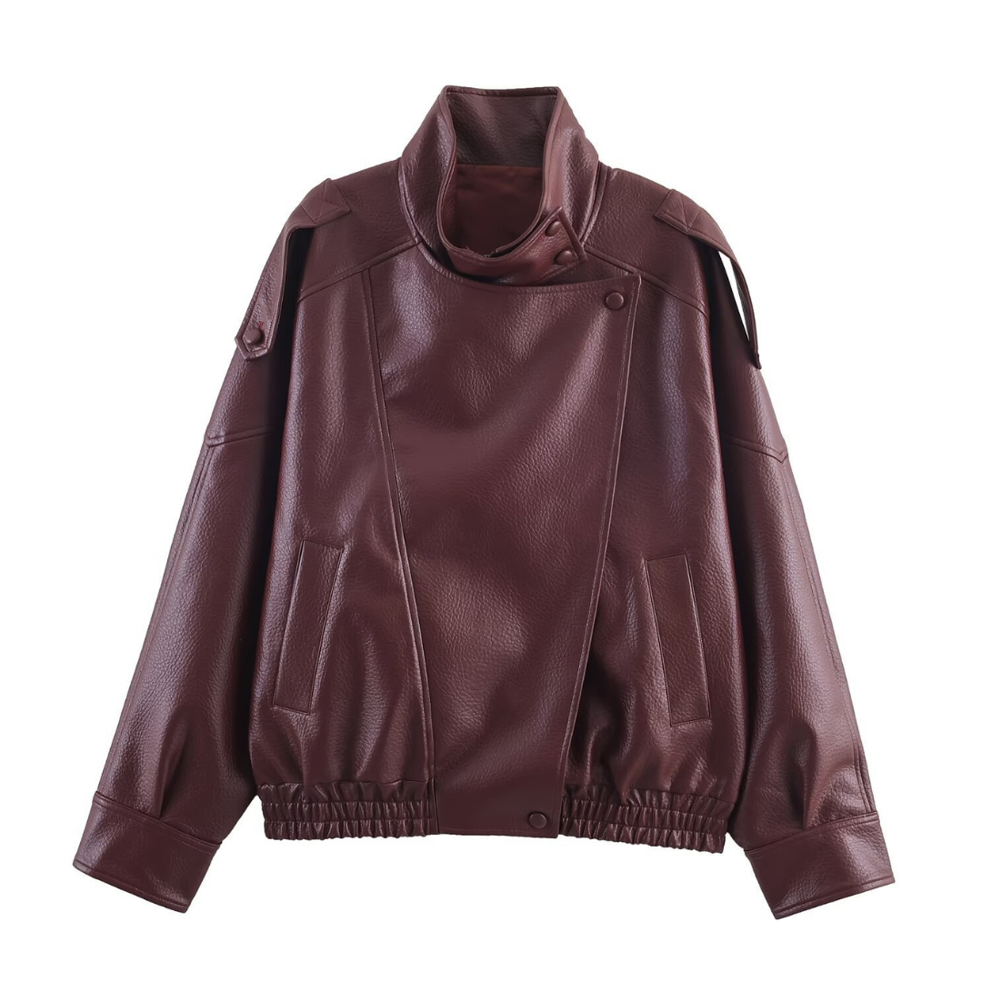 Roxanne | Vintage Lychee Grain Faux Leather Jacket