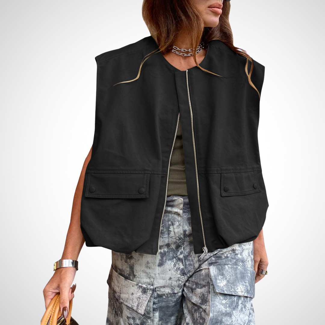 Camille | Sleeveless Loose Zipper Vest
