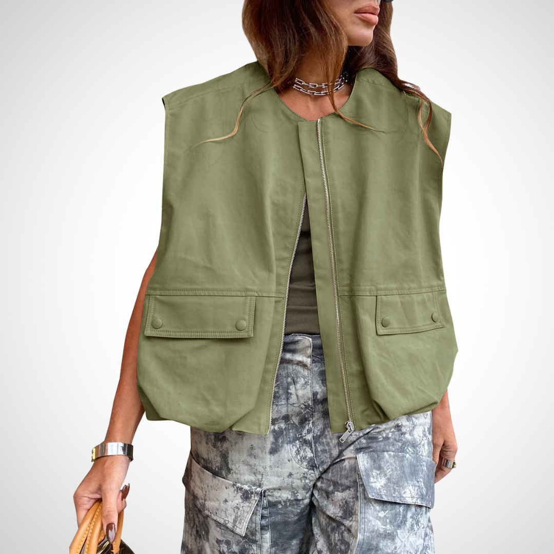 Camille | Sleeveless Loose Zipper Vest