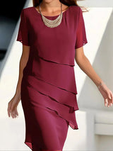 Unique | Short-Sleeve Midi Dress