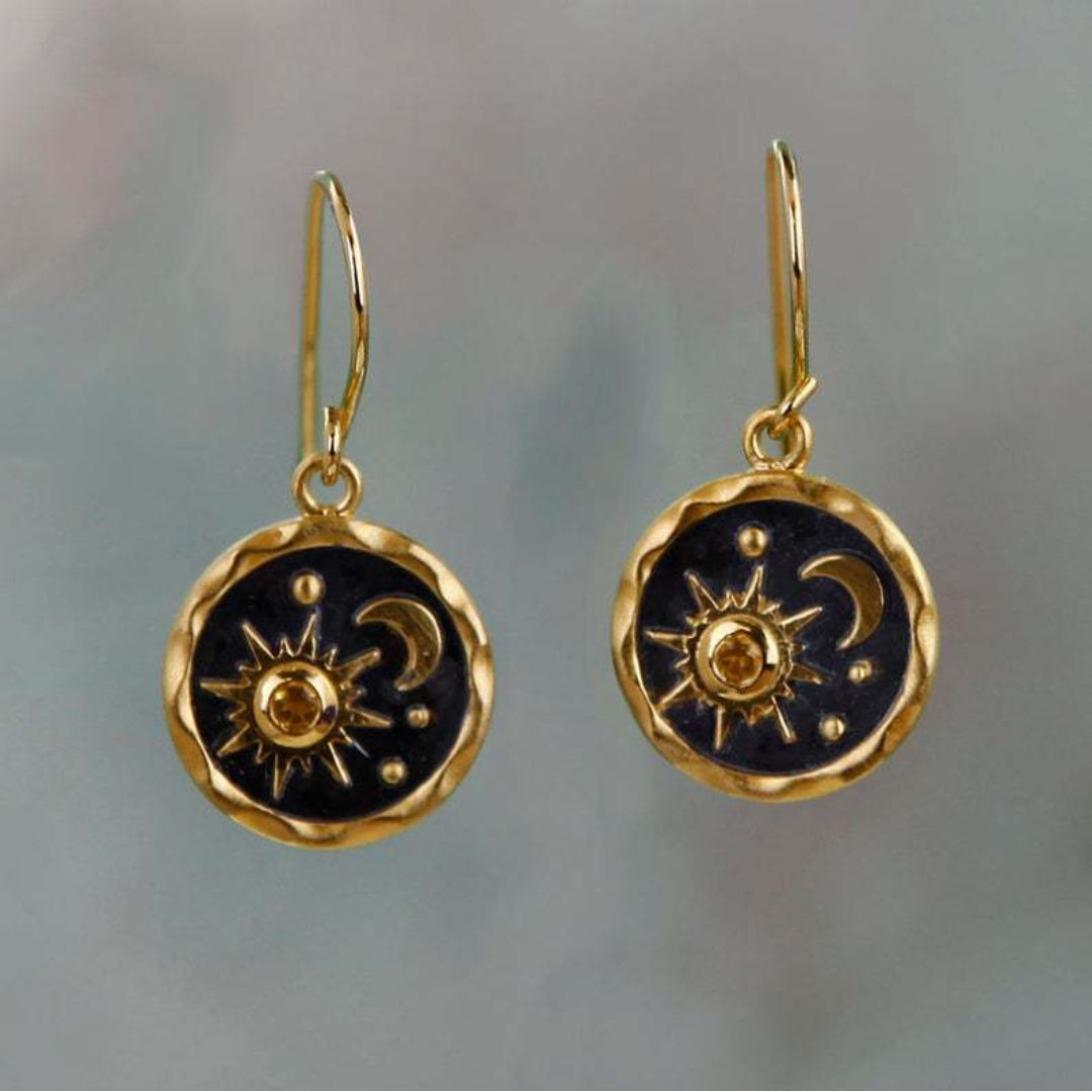 Rosie | Boho Sun Moon Drop Earrings