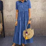 Clora | Button-Front Tiered Midi Dress