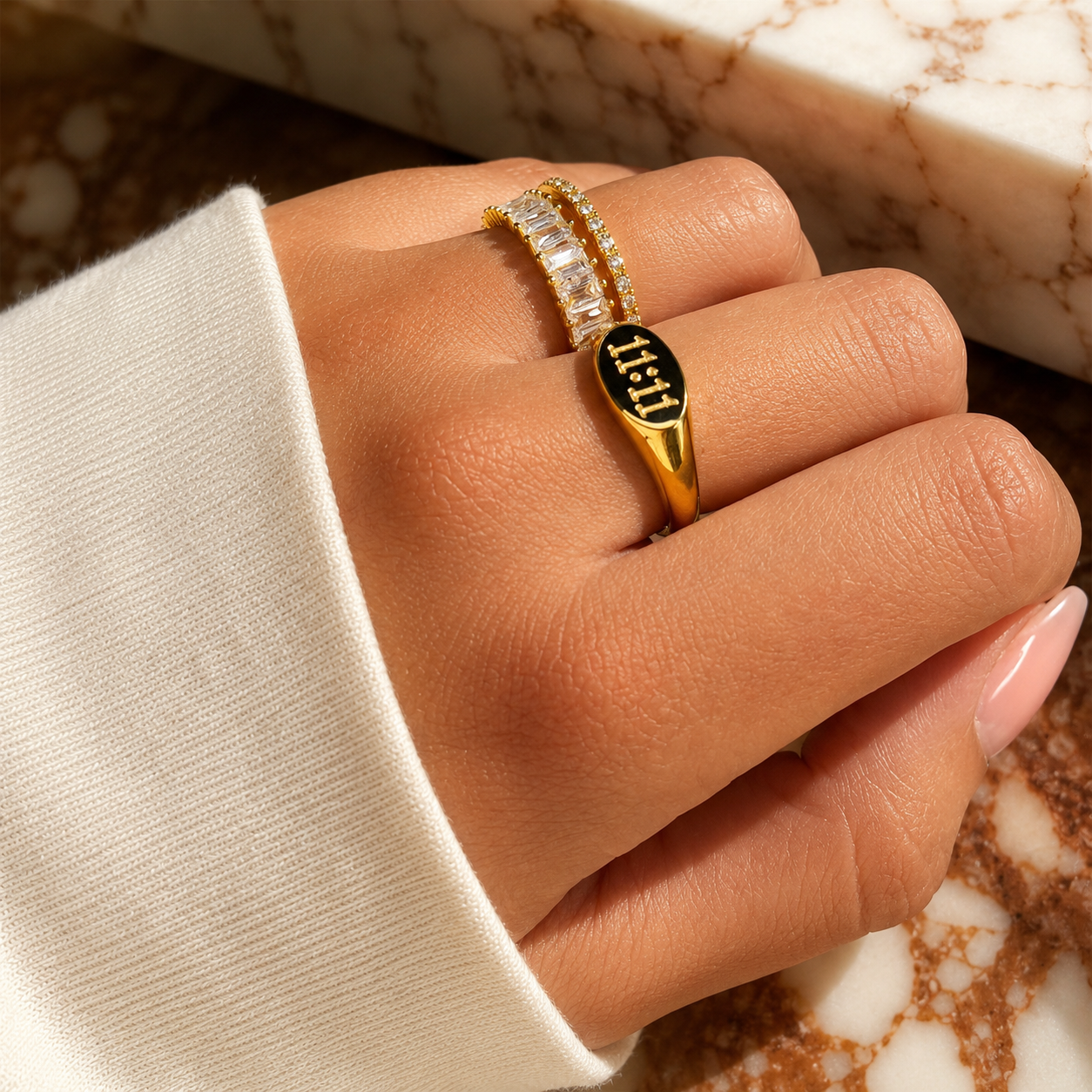 Olga | Adjustable Diamond-Cut Ring