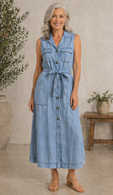Indie | Long Sleeveless Denim Dress