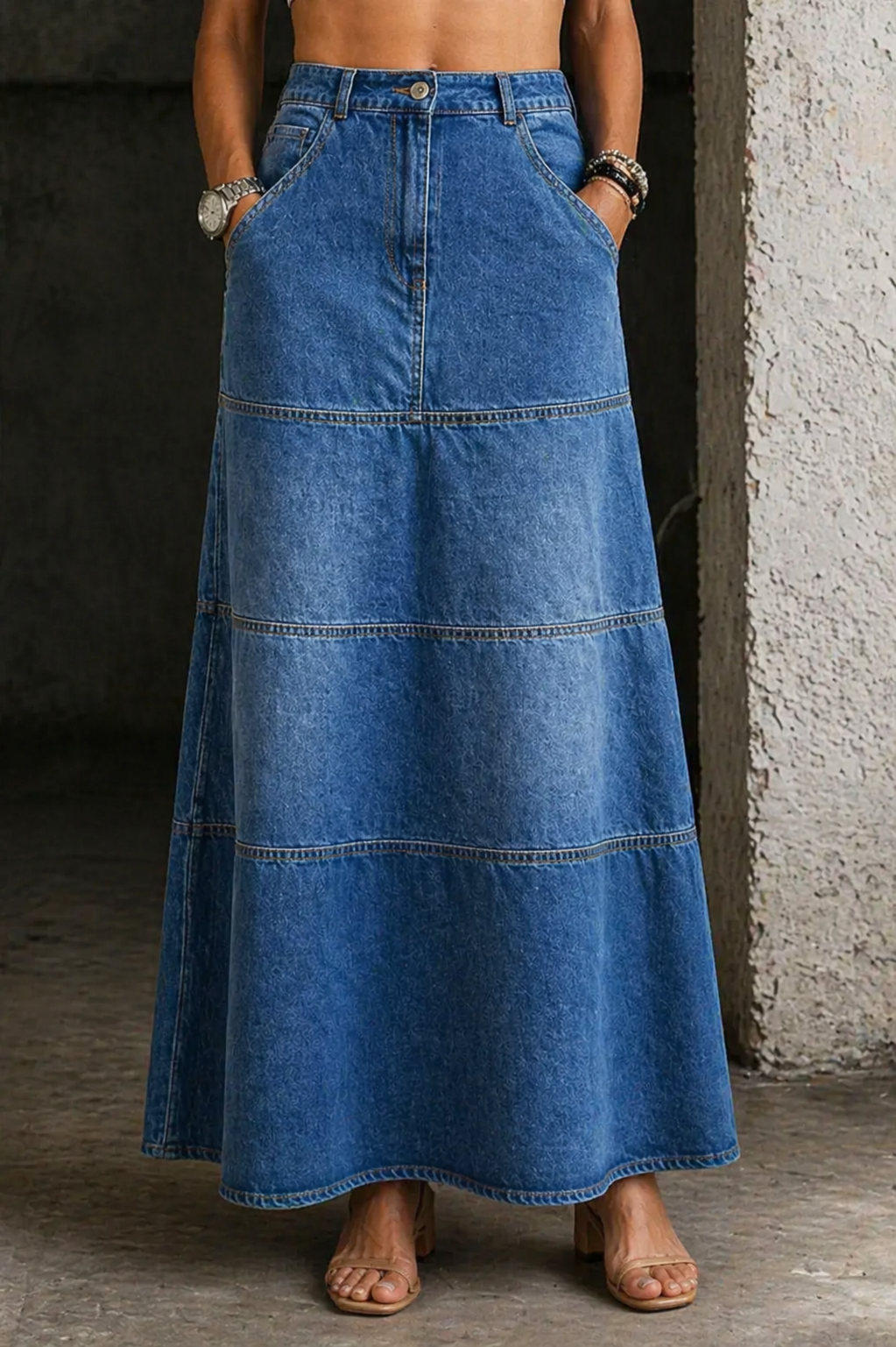 Aida | Mid-Length Mermaid Denim Skirt