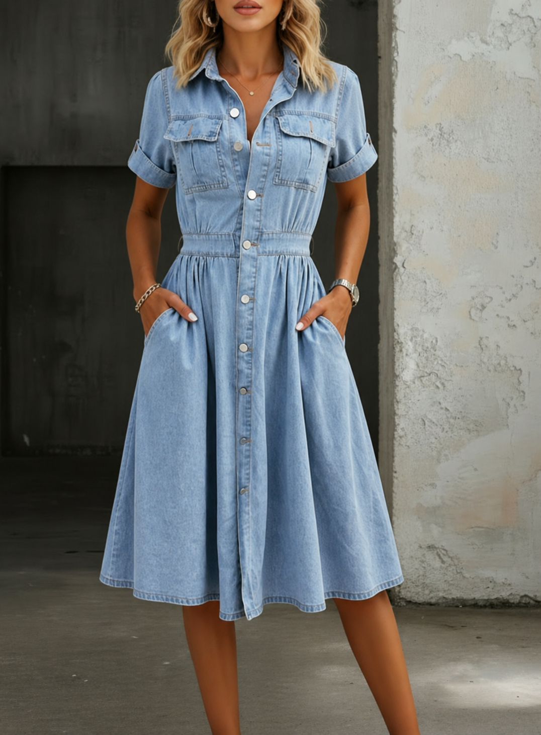 Gemma | Short Sleeve Relaxed Denim Dress