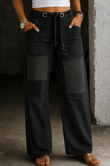 Anita | Patchwork Drawstring Relaxed Jeans