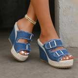 Florinda | Fray-Edge Wedge Sandals
