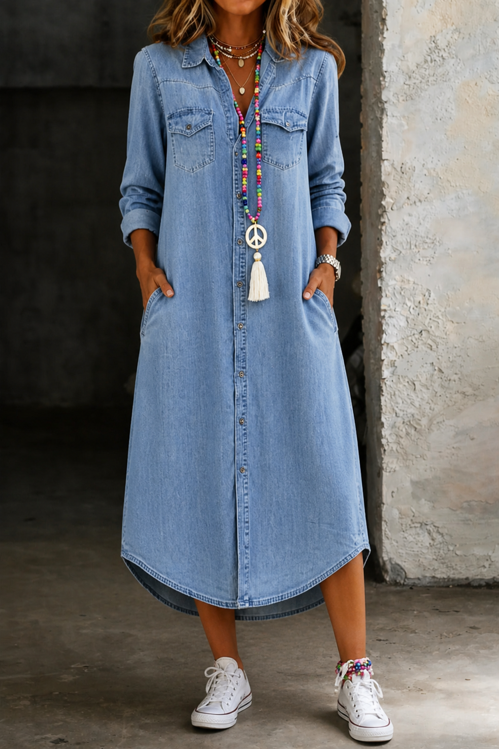 Paulette | Long Denim Shirt Dress