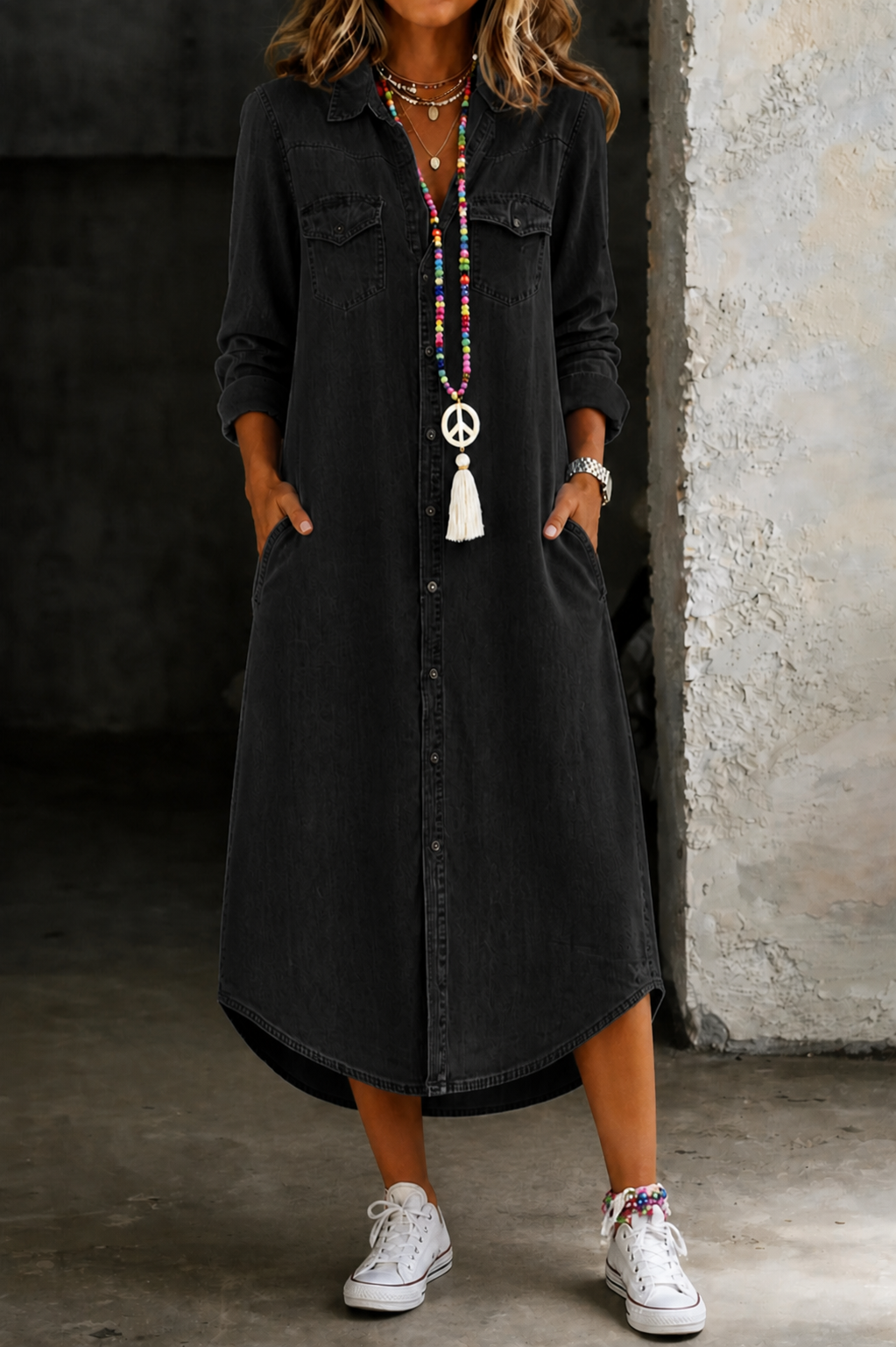 Paulette | Long Denim Shirt Dress