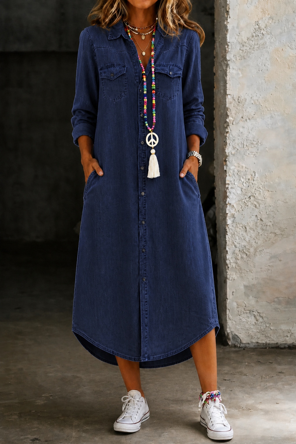 Paulette | Long Denim Shirt Dress