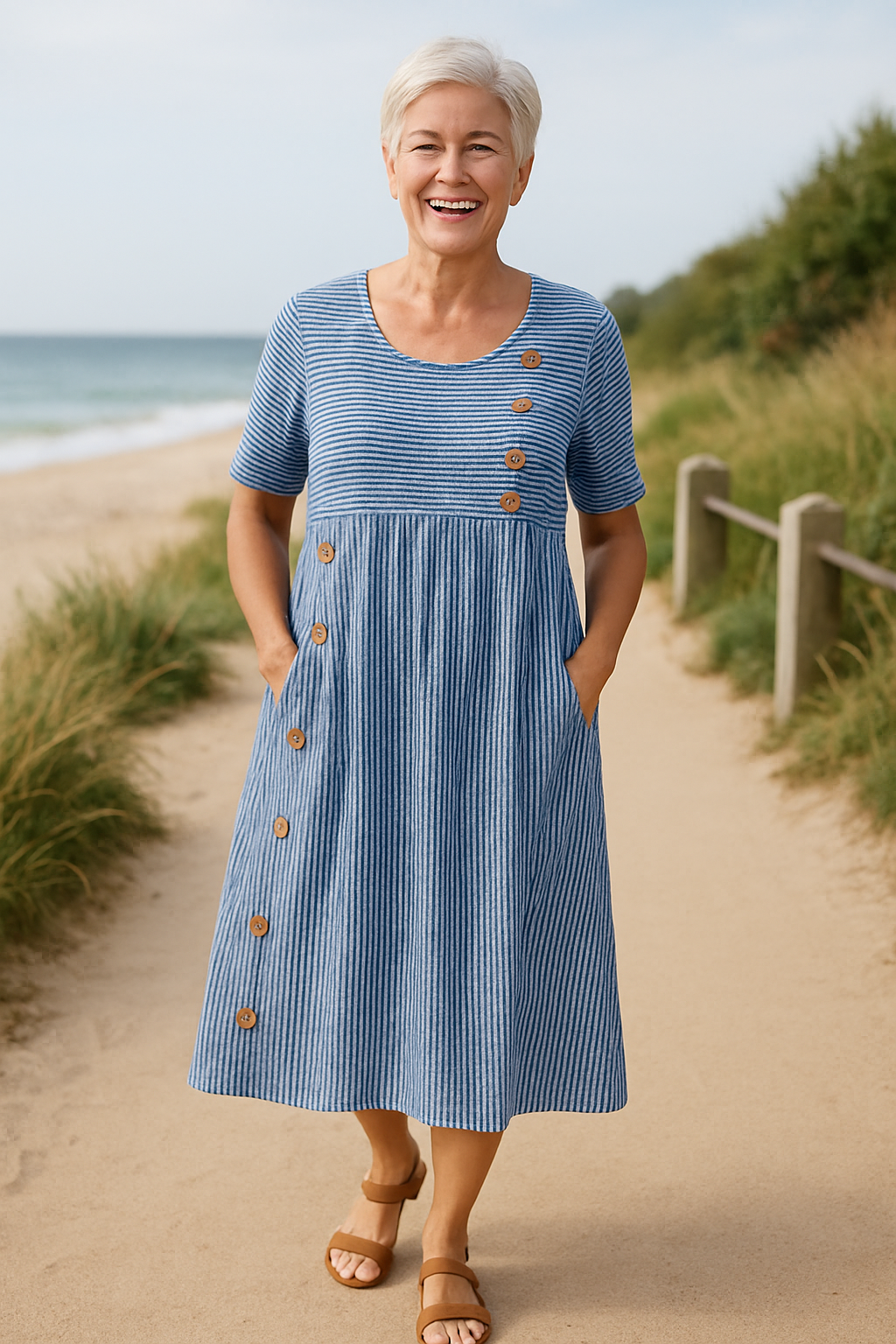 Tracy | Striped A-Line Midi Dress