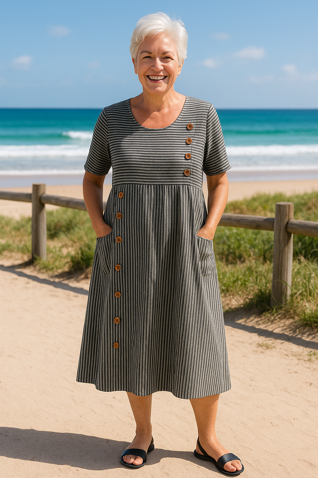 Tracy | Striped A-Line Midi Dress