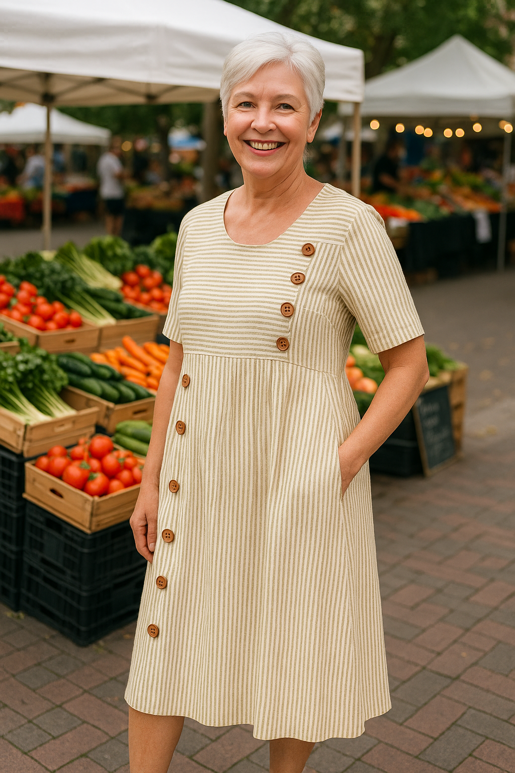 Tracy | Striped A-Line Midi Dress