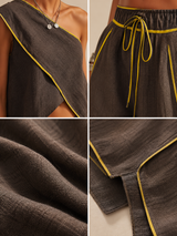 Jennet | Boho Linen-Blend Asymmetrical Two-Piece Set