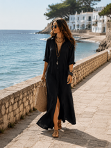 Hensley | Bohemian Button-Front Maxi Dress