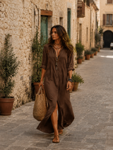 Hensley | Bohemian Button-Front Maxi Dress