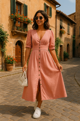 Savannah | Denim Maxi Dress with Bow Details