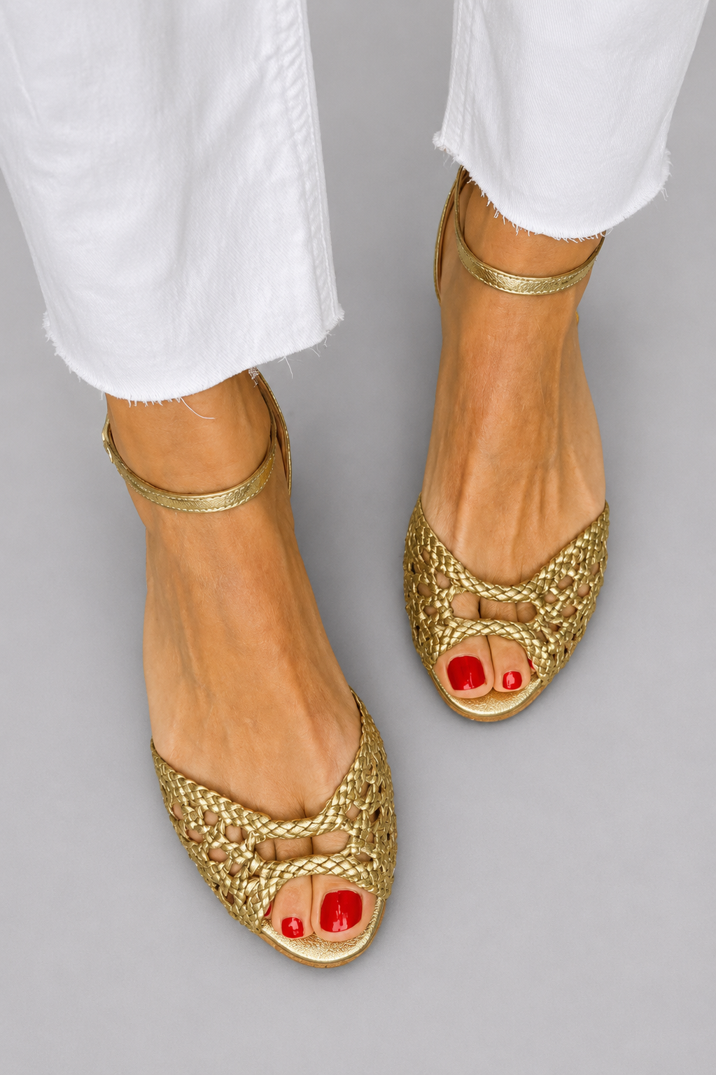 Rhiain | Woven Golden Sandals