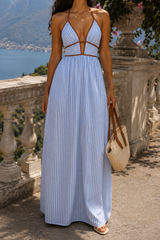 Jovi | Striped Maxi Dress with Cut-Out Neckline