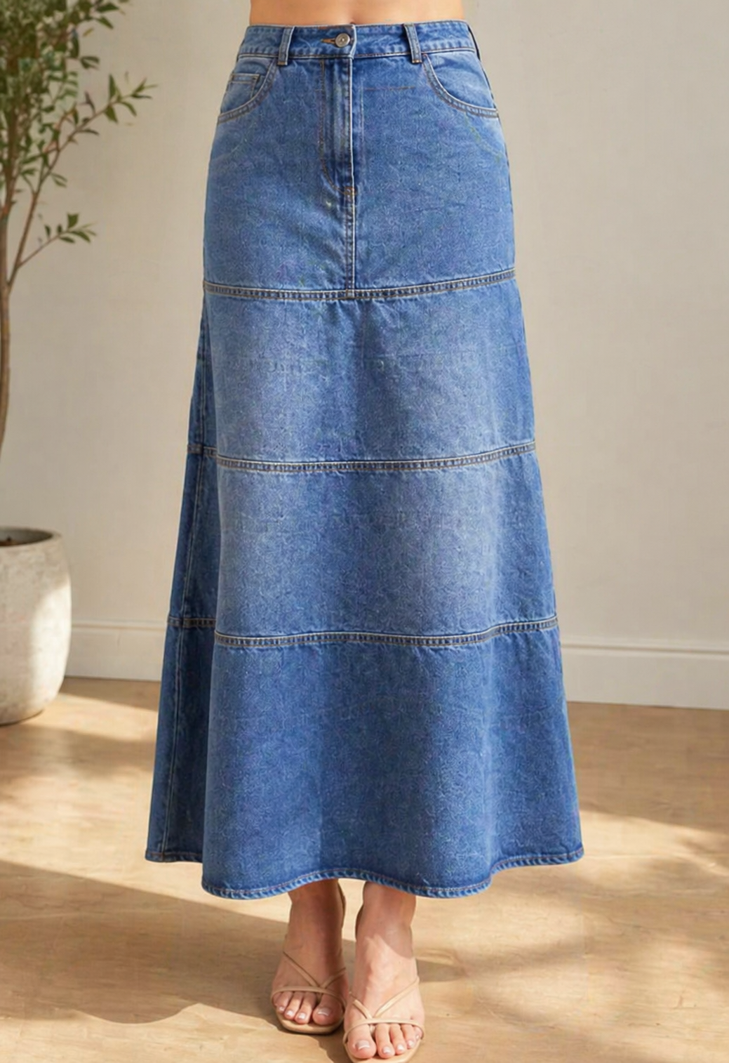Aida | Mid-Length Mermaid Denim Skirt