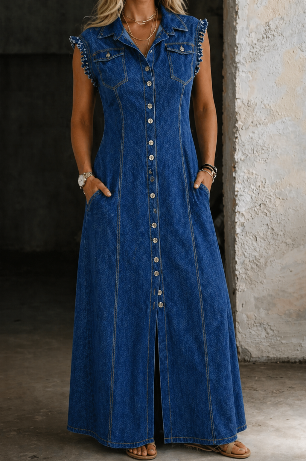 Maricela | Sleeveless Plus Size Denim Dress
