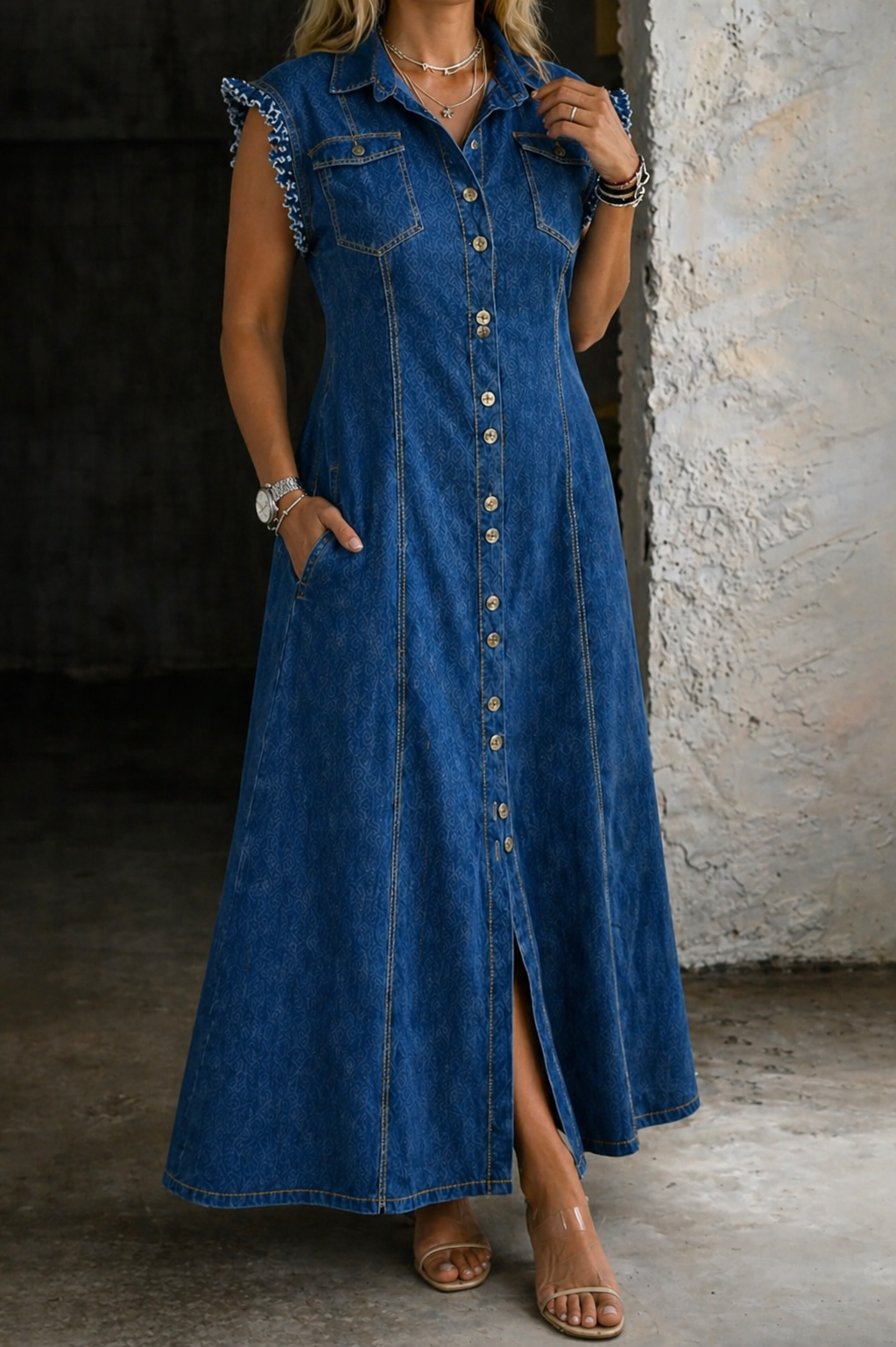 Maricela | Sleeveless Plus Size Denim Dress