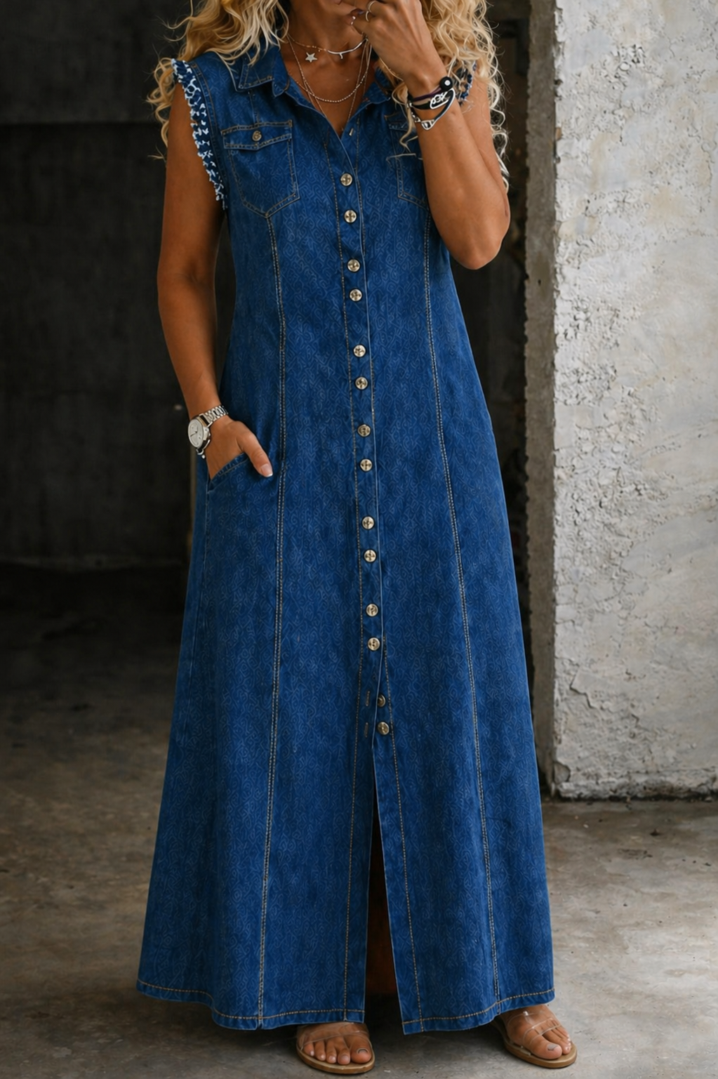 Maricela | Sleeveless Plus Size Denim Dress