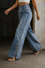 Juanita | High-Waist Wide-Leg Slit Jeans