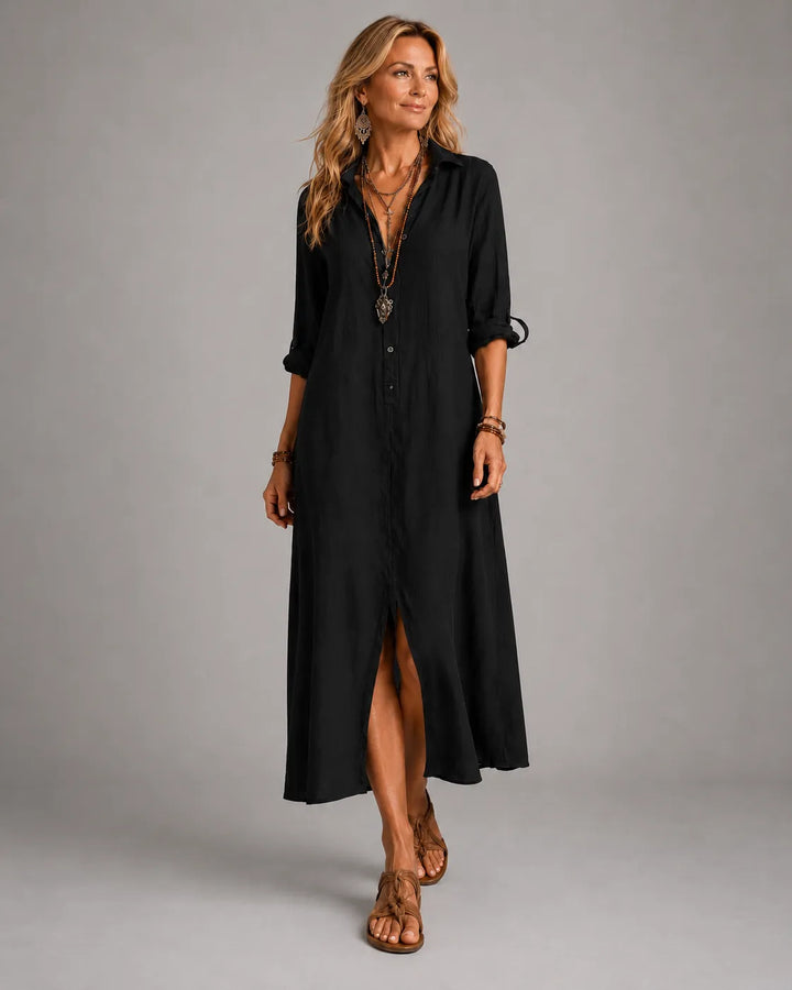 Hensley | Bohemian Button-Front Maxi Dress