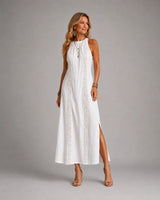 Christine | Relaxed Embroidered Mandarin Midi Dress