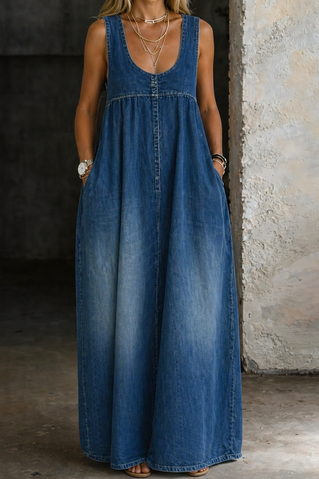Eve | Loose Denim Vest Dress