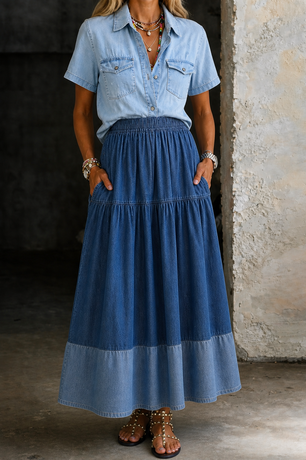 Becky | Elastic Waist Denim Skirt