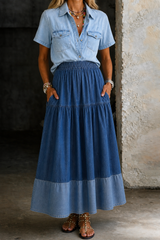 Becky | Elastic Waist Denim Skirt