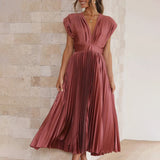Céleste | Pleated V-Neck Elegant Dress