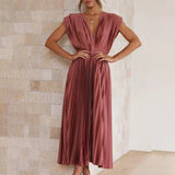 Céleste | Pleated V-Neck Elegant Dress