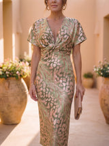 Kristen | Copper Linen-Silk Midi Dress