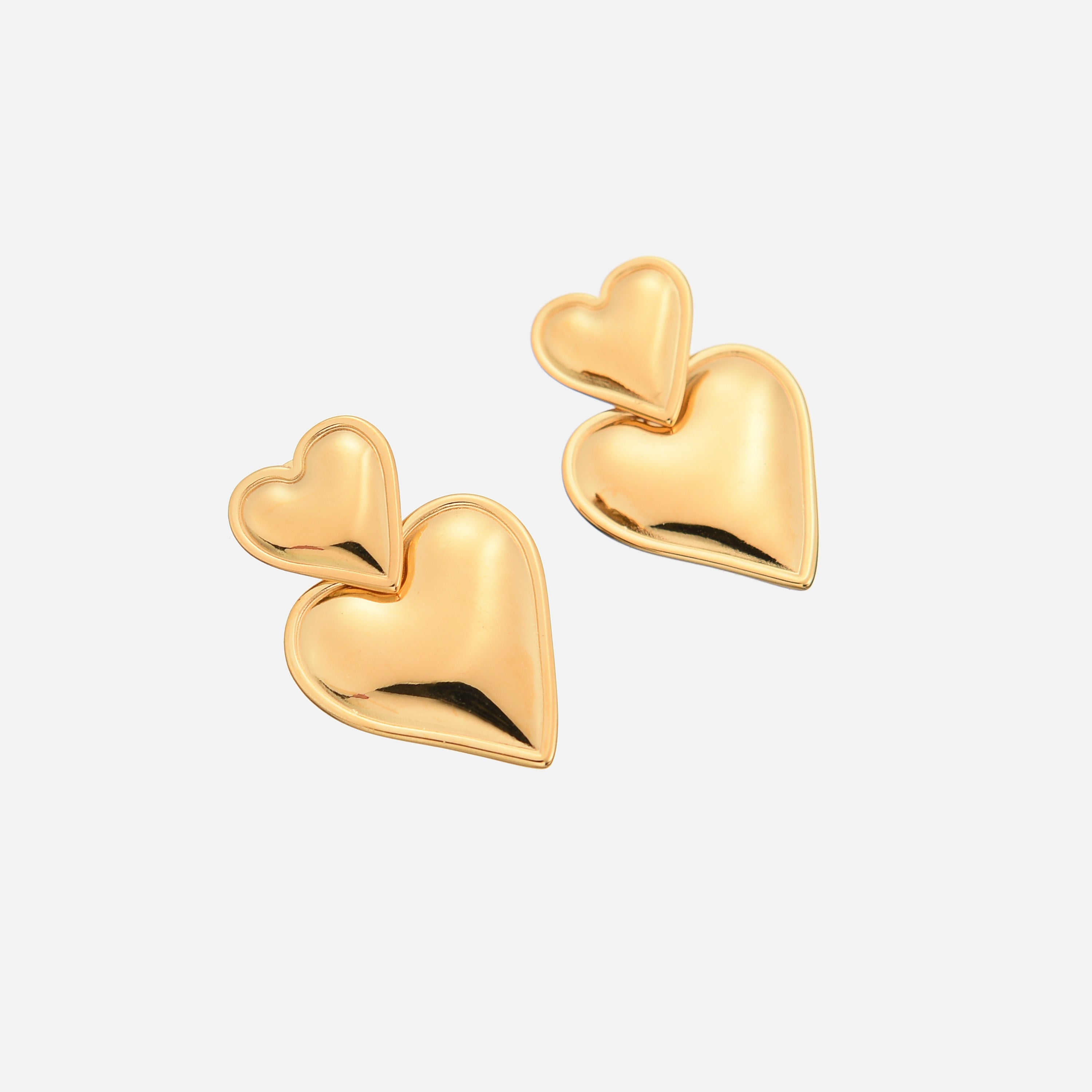 Karmyn | Gold Heart Drop Earrings
