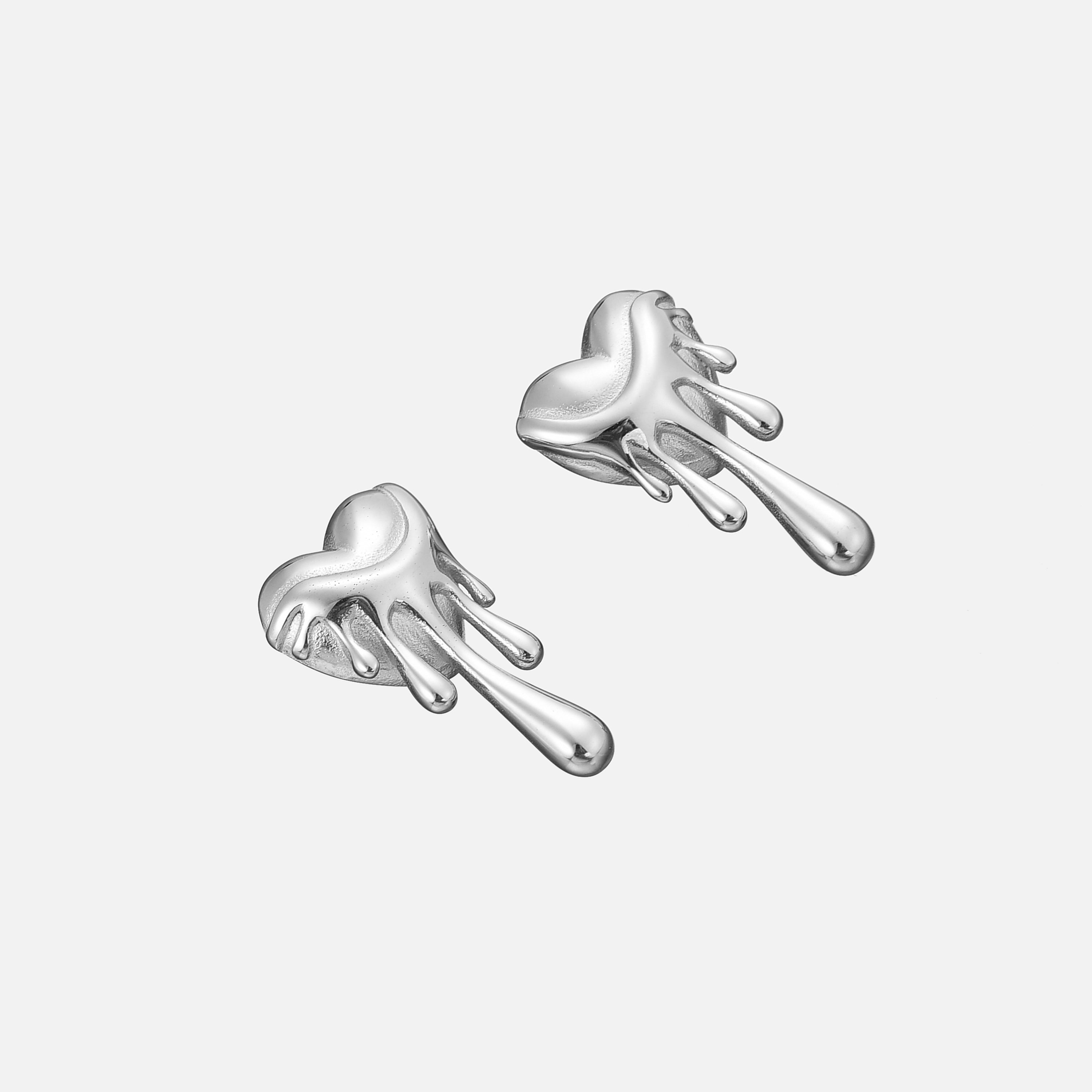 Elyse | Silver Heart Teardrop Earrings