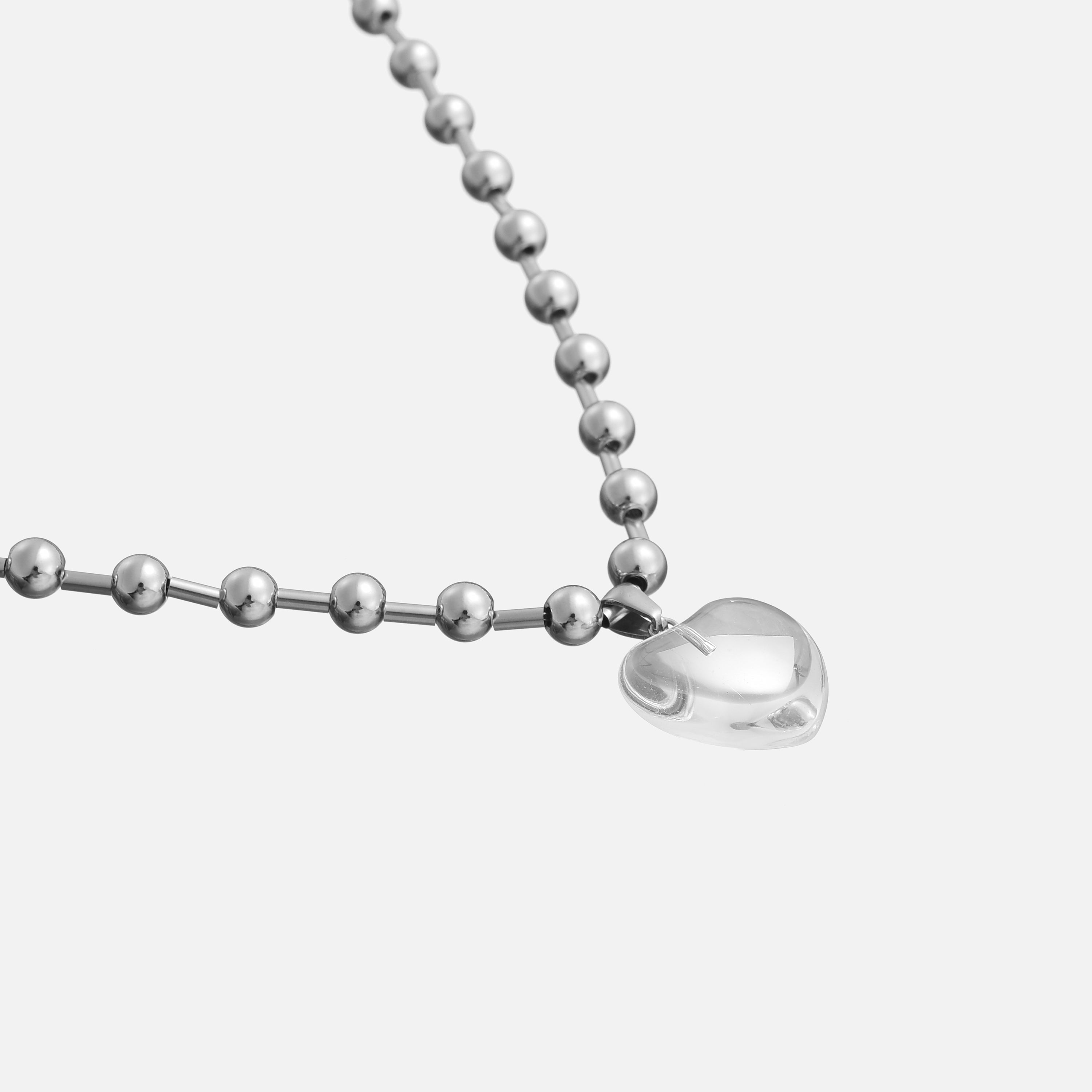 Thekla | Silver Beaded Heart Necklace