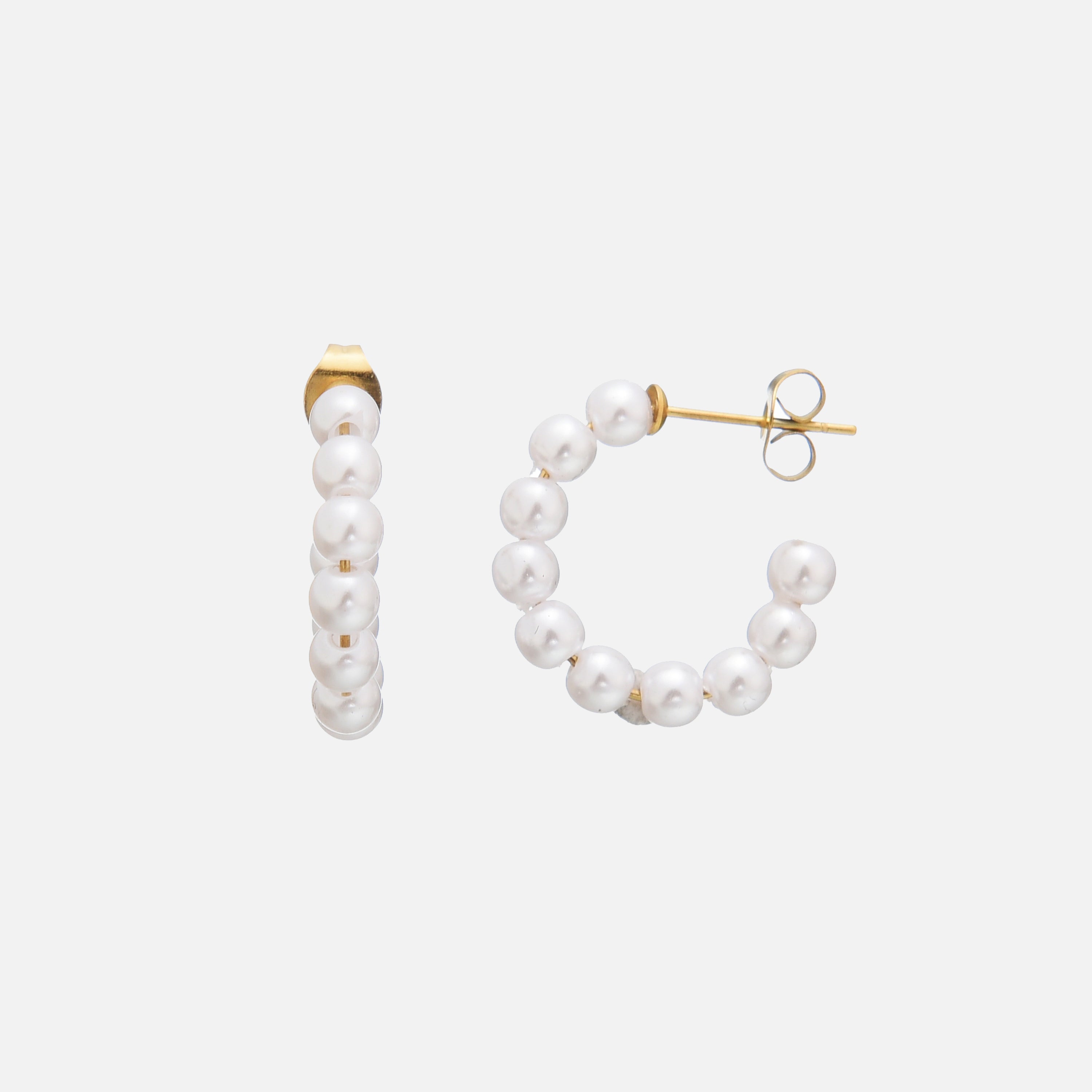 Hilde | Pearl Drop Hoop Earrings