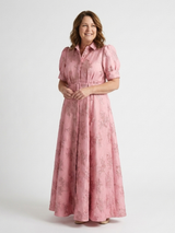 Bernice | Short-Sleeve Floral Maxi Shirt Dress