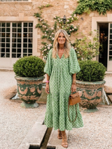 Wenda | V-Neck Three-Quarter Sleeve Marled Midi Dress