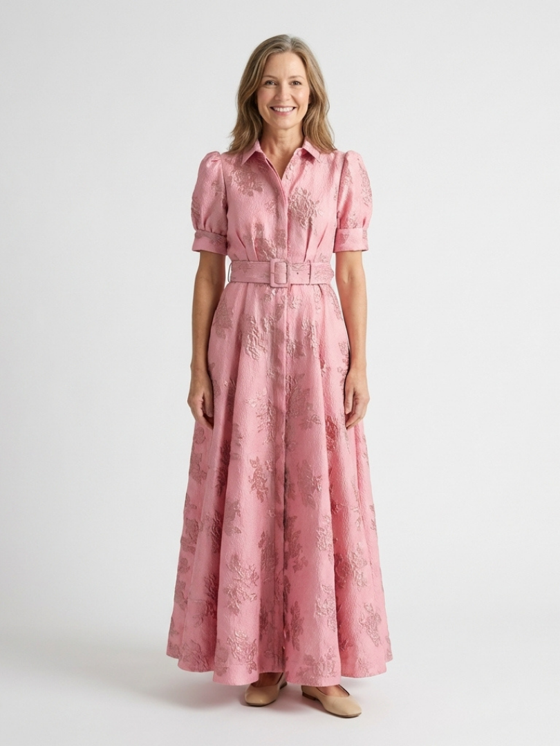 Bernice | Short-Sleeve Floral Maxi Shirt Dress