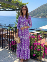 Lottie | Floral Maxi Dress with Chain Pattern