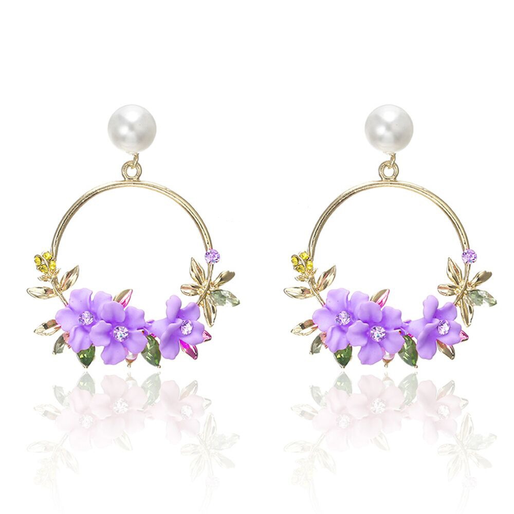 Una | Gold Flower Pearl Drop Earrings