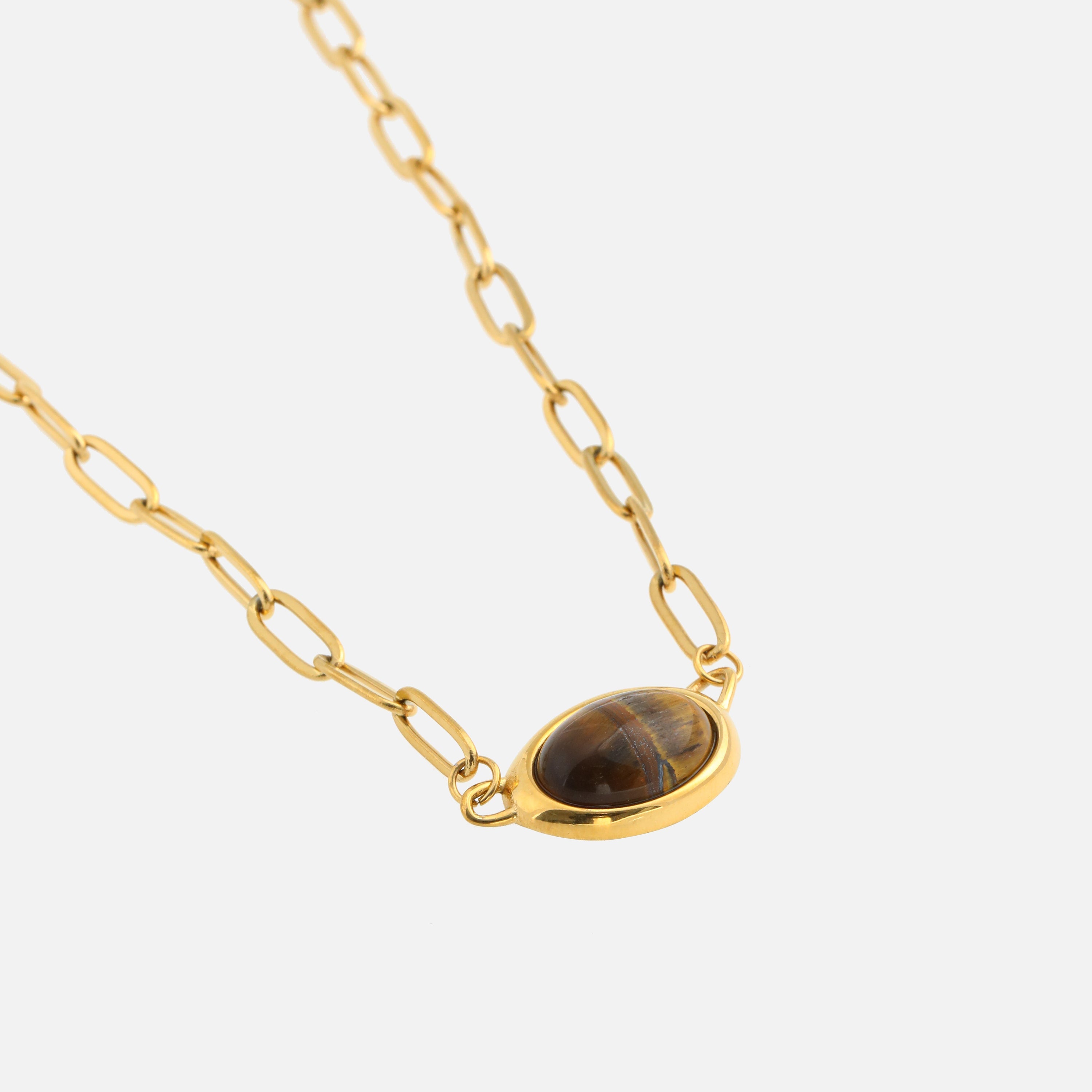 Zelma | Gold-Toned Tiger's Eye Necklace
