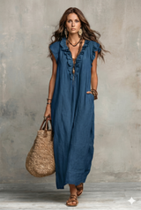 Lara | Ruffled Cotton Linen Dress